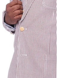 Thumbnail for Apollo King THREE PIECE SUITS Apollo King Royal Diamond Brown Striped Three Piece Cotton Seersucker Suit