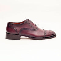 Thumbnail for Ariston 11.5 Ariston Mens Burgundy Oxford Lace-up Leather Dress Shoes