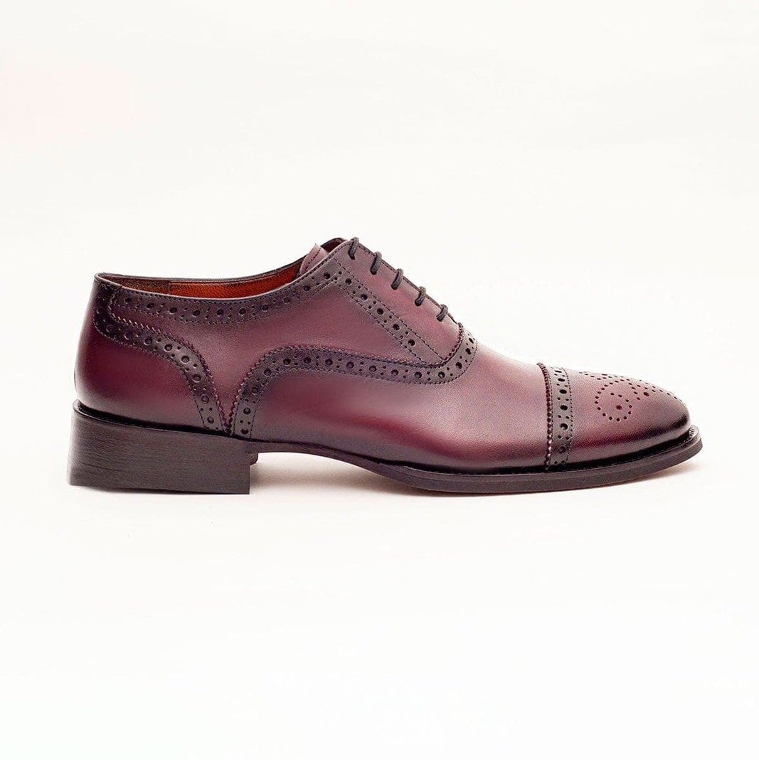 Ariston 11 Ariston Mens Burgundy Oxford Lace-up Leather Dress Shoes