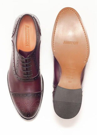 Ariston Ariston Mens Burgundy Oxford Lace-up Leather Dress Shoes