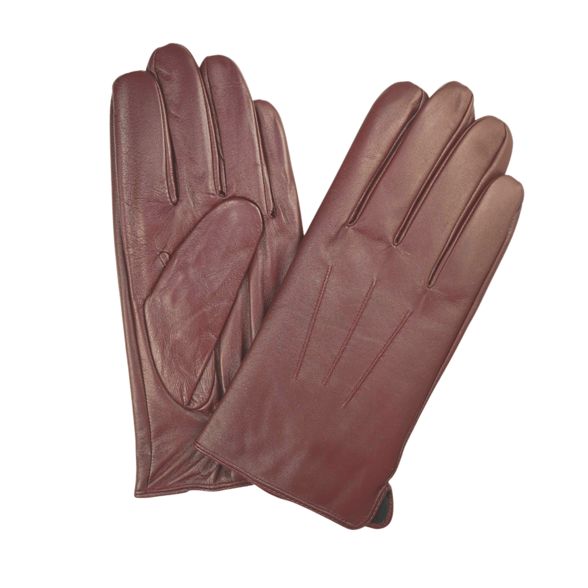 Ariston Ariston Mens Solid Burgundy Touch Screen Leather Gloves