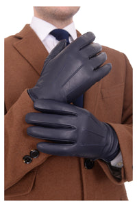 Thumbnail for Ariston Ariston Mens Solid Navy Blue Touch Screen Leather Gloves