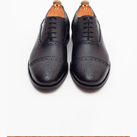 Thumbnail for Ariston SHOES Ariston Mens Black Oxford Lace-up Leather Dress Shoes