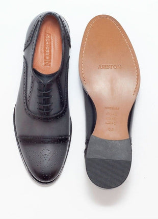 Ariston SHOES Ariston Mens Gray Oxford Lace-up Leather Dress Shoes
