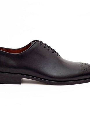 Ariston SHOES Ariston Mens Solid Black Whole Cut Oxford Leather Dress Shoes