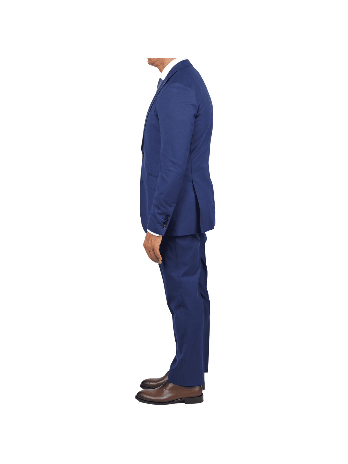 side view of dark blue gabardine men&#39;s suit