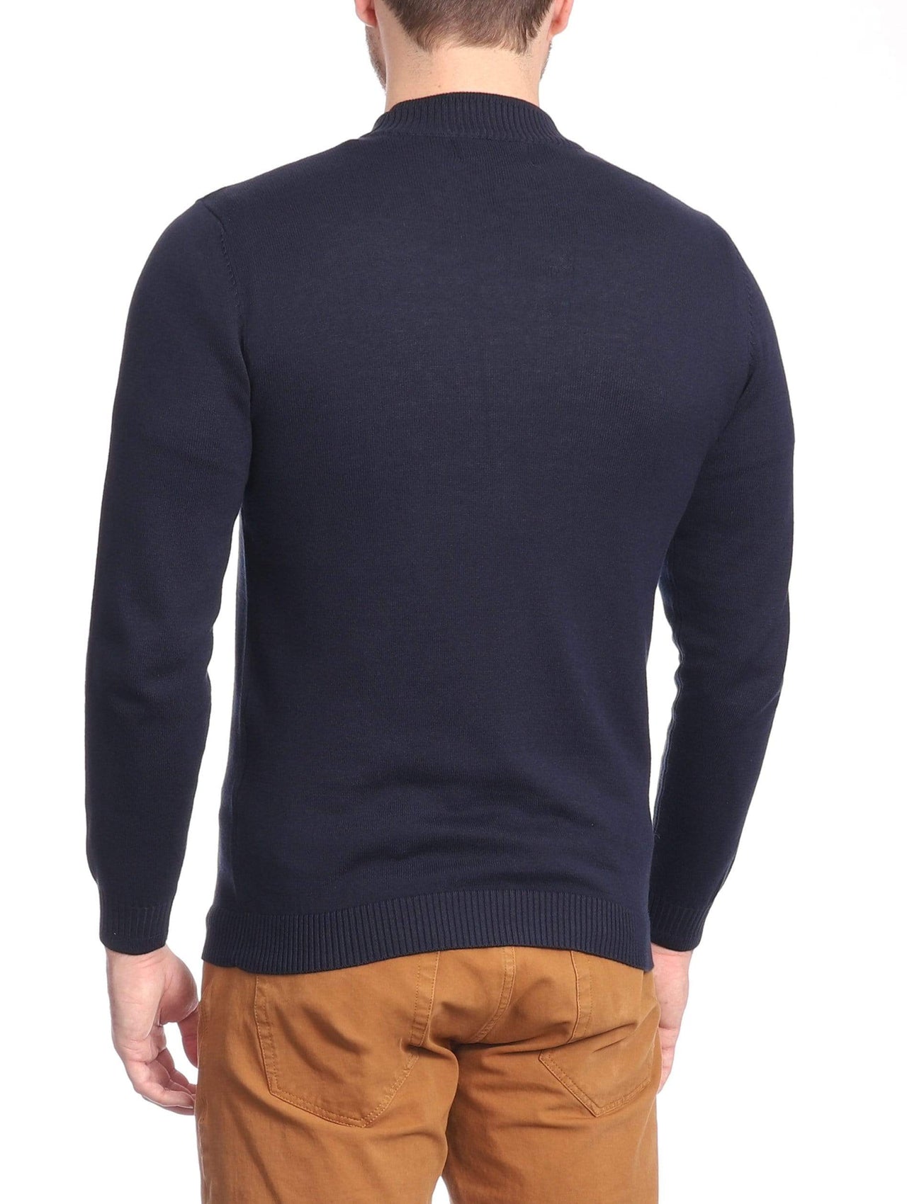 Arthur Black Default Category Migrated Arthur Black Men's Solid Navy Blue Pullover Cotton Blend Mock Neck Sweater Shirt