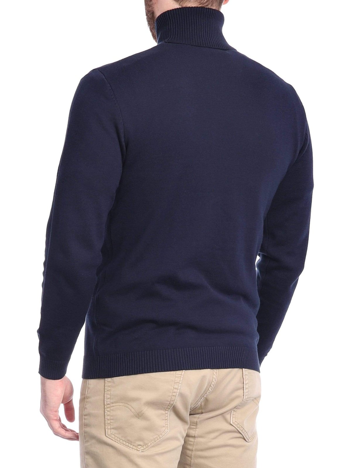 Arthur Black Default Category Migrated Arthur Black Men&#39;s Solid Navy Blue Pullover Cotton Blend Turtleneck Sweater Shirt