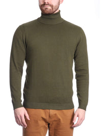 Thumbnail for Arthur Black Default Category Migrated Arthur Black Men's Solid Olive Green Pullover Cotton Blend Turtleneck Sweater