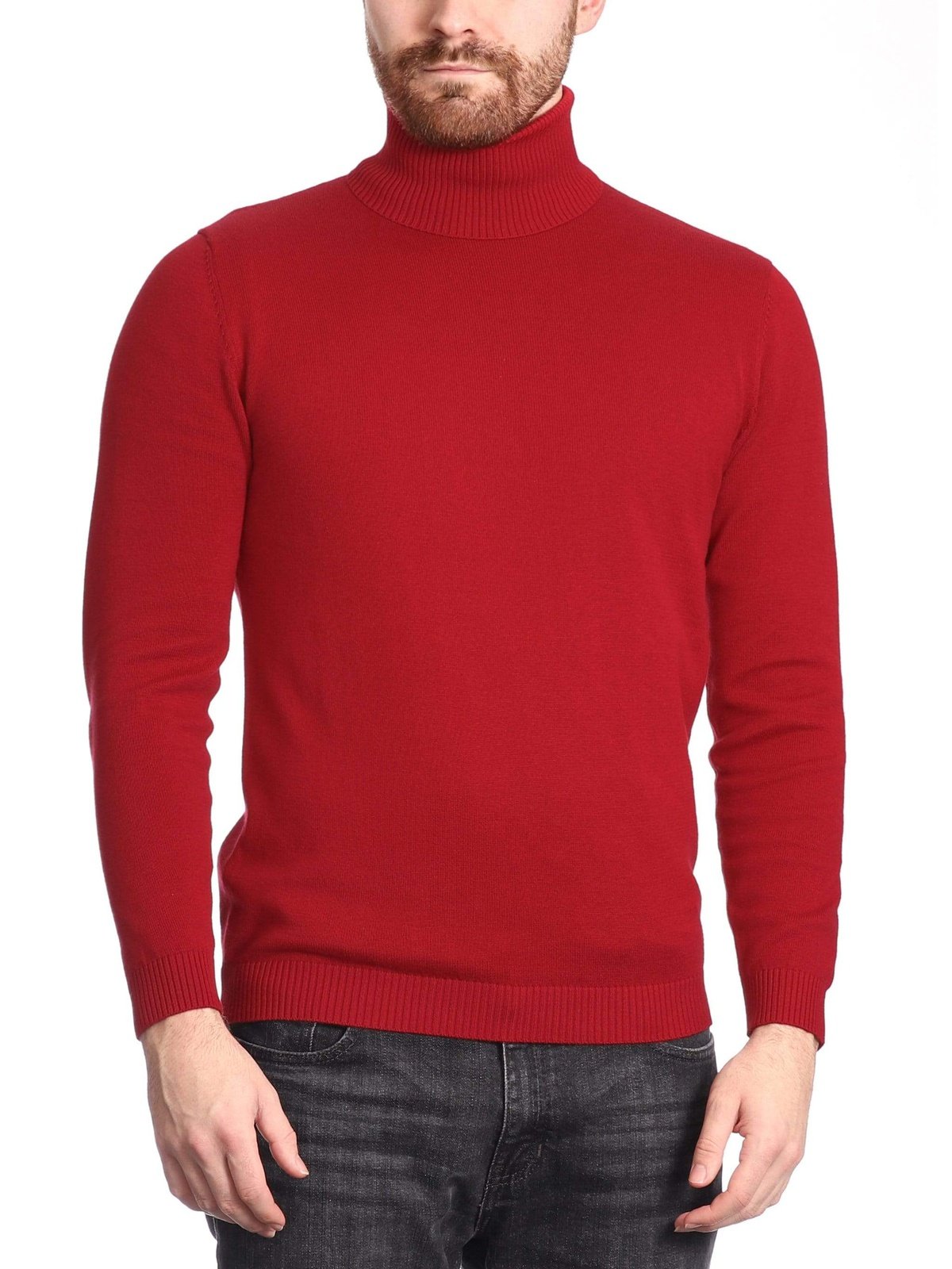 Arthur Black Default Category Migrated Arthur Black Men's Solid Red Pullover Cotton Blend Turtleneck Sweater Shirt