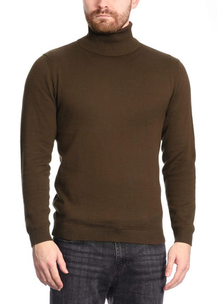 Arthur Black Default Category Migrated Brown / 6XL Arthur Black Men's Solid Brown Pullover Cotton Blend Turtleneck Sweater Shirt