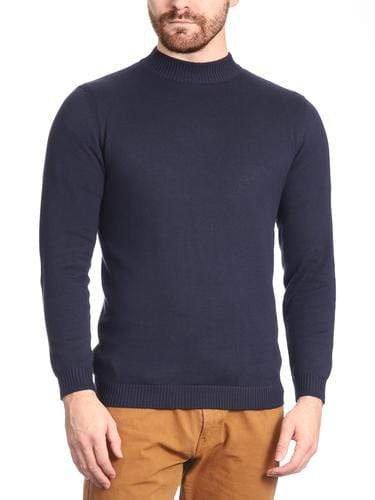 Arthur Black Default Category Migrated Navy Blue / 6XL Arthur Black Men's Solid Navy Blue Pullover Cotton Blend Mock Neck Sweater Shirt