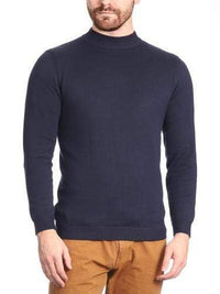 Thumbnail for Arthur Black Default Category Migrated Navy Blue / 6XL Arthur Black Men's Solid Navy Blue Pullover Cotton Blend Mock Neck Sweater Shirt