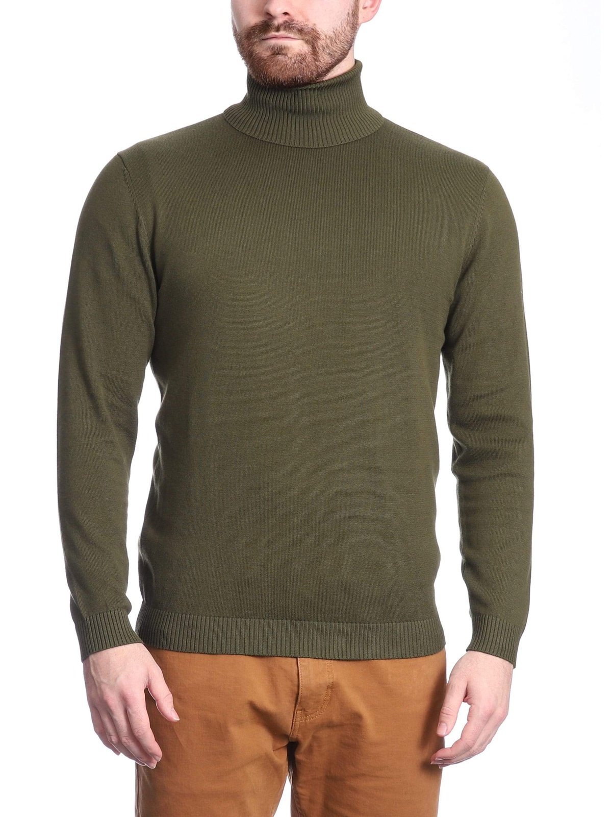 Arthur Black Default Category Migrated Olive Green / 6XL Arthur Black Men&#39;s Solid Olive Green Pullover Cotton Blend Turtleneck Sweater
