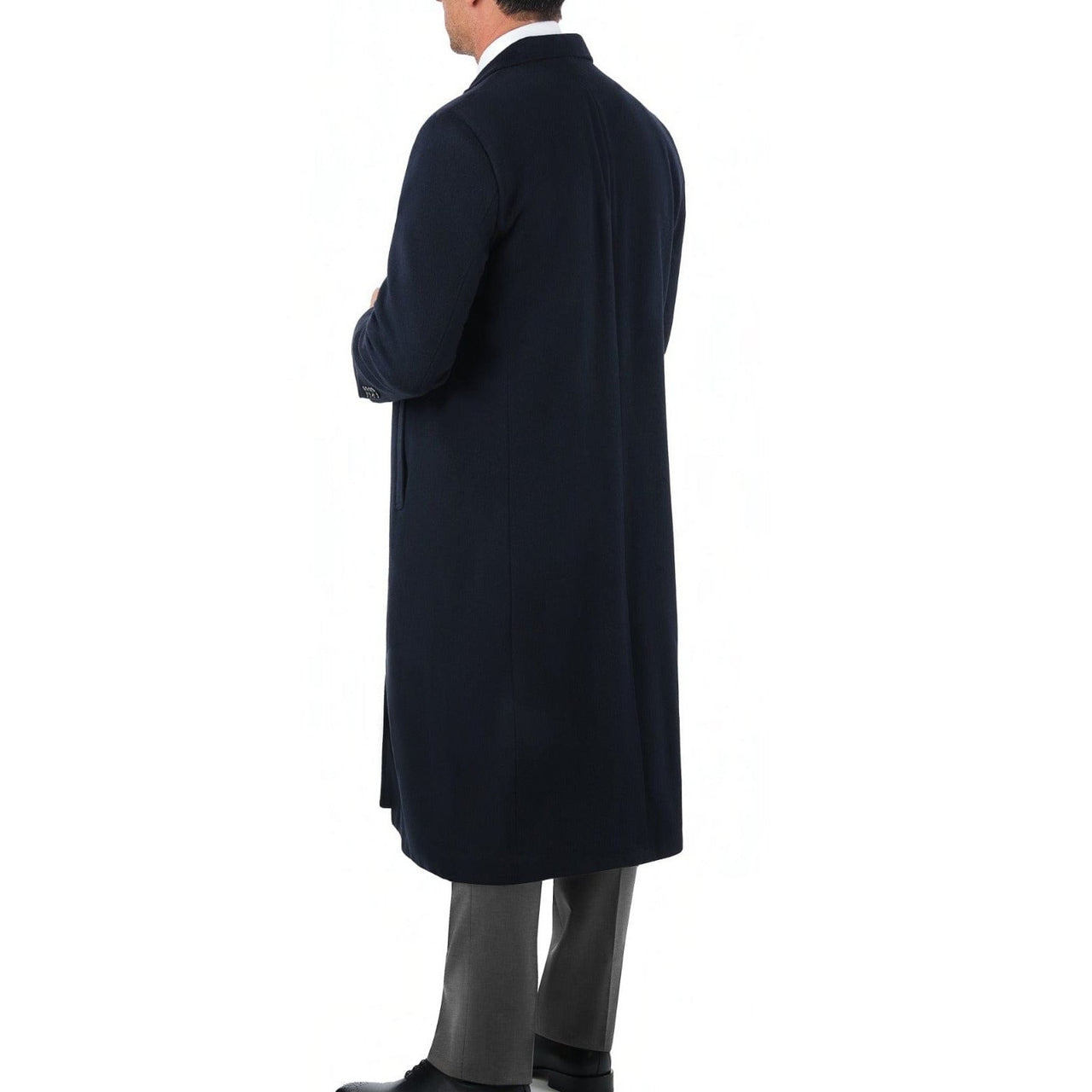 Arthur Black OUTERWEAR Men's Regular Fit Navy Blue Full Length Wool Cashmere Overcoat Topcoat