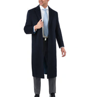 Thumbnail for Arthur Black OUTERWEAR Men's Regular Fit Navy Blue Full Length Wool Cashmere Overcoat Topcoat