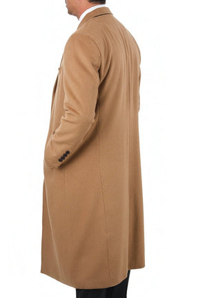 Arthur Black OUTERWEAR Mens Regular Fit Solid Camel Tan Full Length Wool Cashmere Overcoat Top Coat