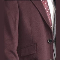 Thumbnail for Arthur Black OUTERWEAR The Suit Depot Men's Wool Cashmere Single Breasted Burgundy 3/4 Length Top Coat