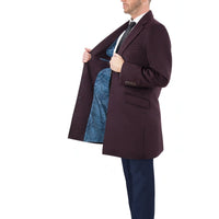 Thumbnail for Arthur Black OUTERWEAR The Suit Depot Men's Wool Cashmere Single Breasted Burgundy 3/4 Length Top Coat
