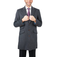Thumbnail for Arthur Black OUTERWEAR The Suit Depot Men's Wool Cashmere Single Breasted Charcoal 3/4 Length Top Coat
