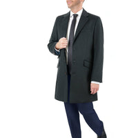 Thumbnail for Arthur Black OUTERWEAR The Suit Depot Men's Wool Cashmere Single Breasted Hunter Green 3/4 Length Top Coat