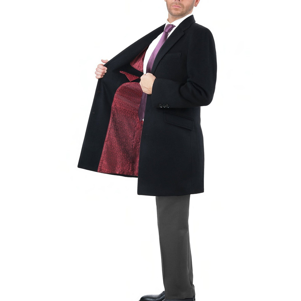 Arthur Black Sale Coats The Suit Depot Men's Wool Cashmere Single Breasted Black 3/4 Length Top Coat