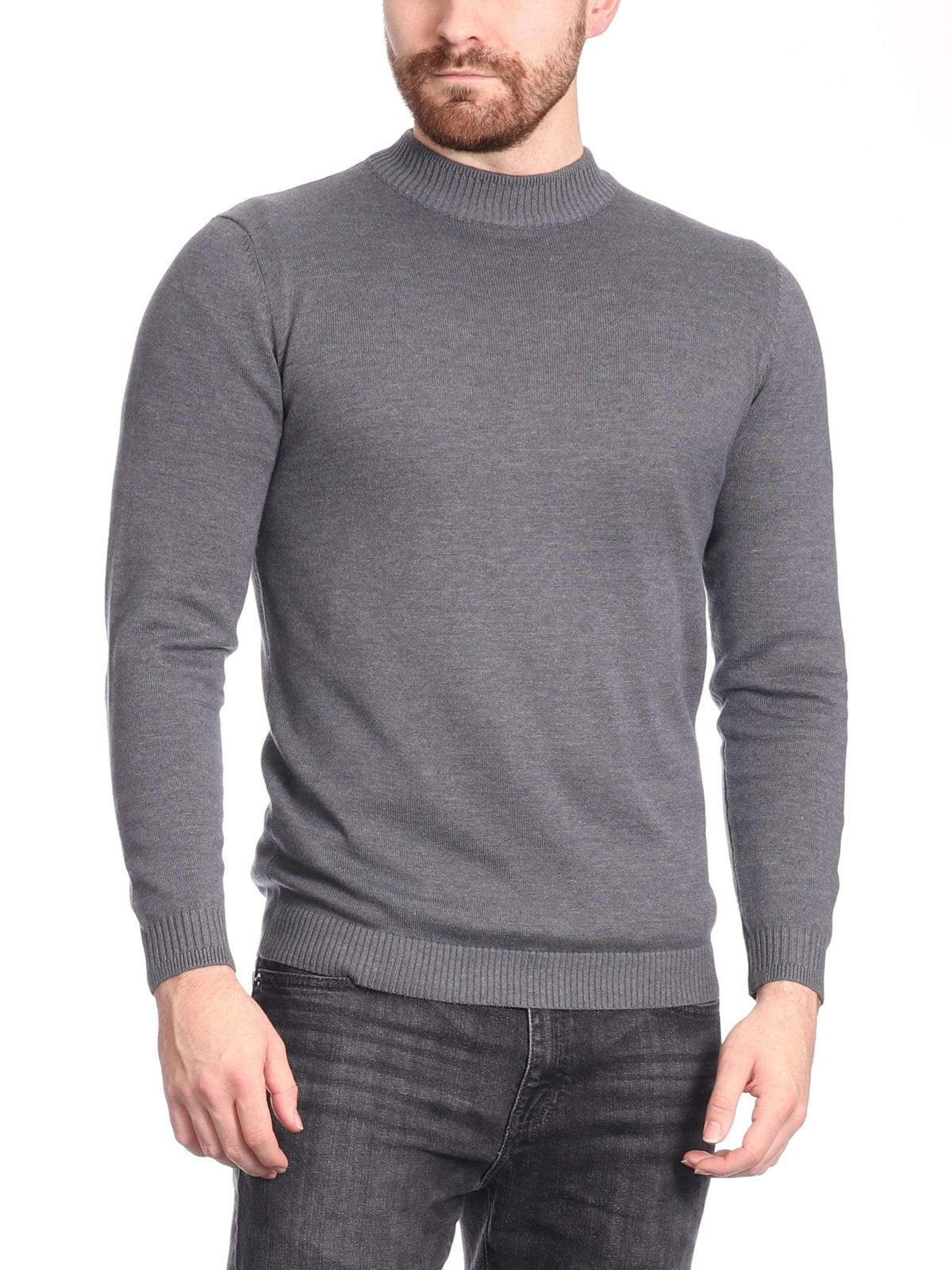 Arthur Black SWEATERS Arthur Black Men’s Charcoal Gray Pullover Cotton Blend Mock Neck Sweater Shirt