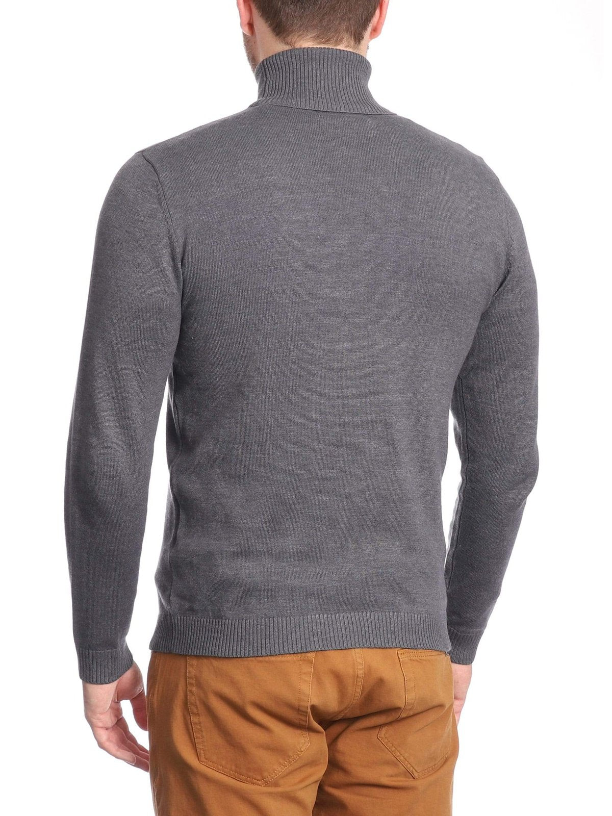 Arthur Black SWEATERS Arthur Black Men's Solid Light Gray Pullover Cotton Blend Turtleneck Sweater Shirt