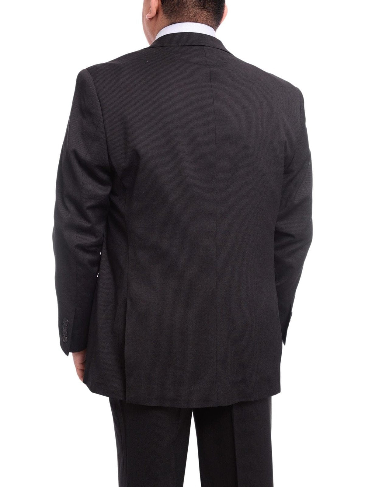 Arthur Black TWO PIECE SUITS Men&#39;s Arthur Black Executive Portly Fit Black Pinstriped 2 Button Wool Suit