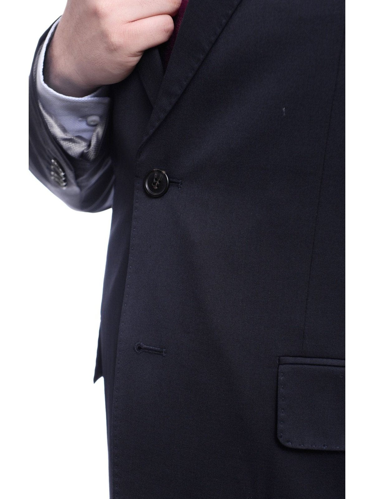 Arthur Black TWO PIECE SUITS Men's Arthur Black Executive Portly Fit Solid Navy Blue Two Button Wool Suit