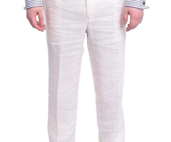 ivory dress pants men's Ascott Browne Regular Fit Solid Flat Front Linen Pants, 38 / 36 Whether styled with a Color:Moonlit Drift Zenaida Emerald Green Cutout missionary