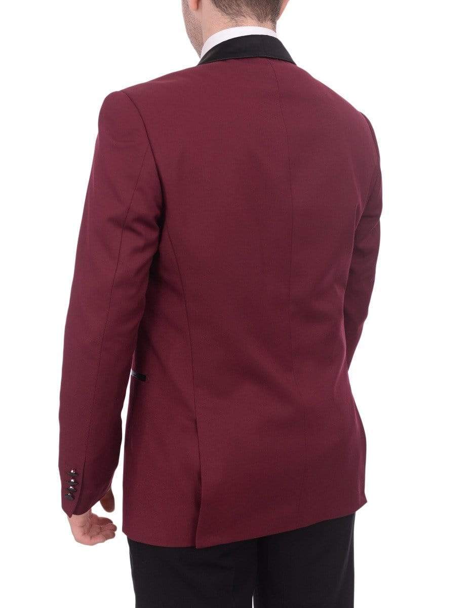 Bello TUXEDOS Men's Slim Fit Burgundy 1 Button Shawl Lapel Tuxedo Jacket & Pants