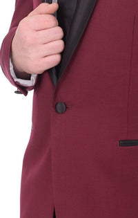 Thumbnail for Bello TUXEDOS Men's Slim Fit Burgundy 1 Button Shawl Lapel Tuxedo Jacket & Pants