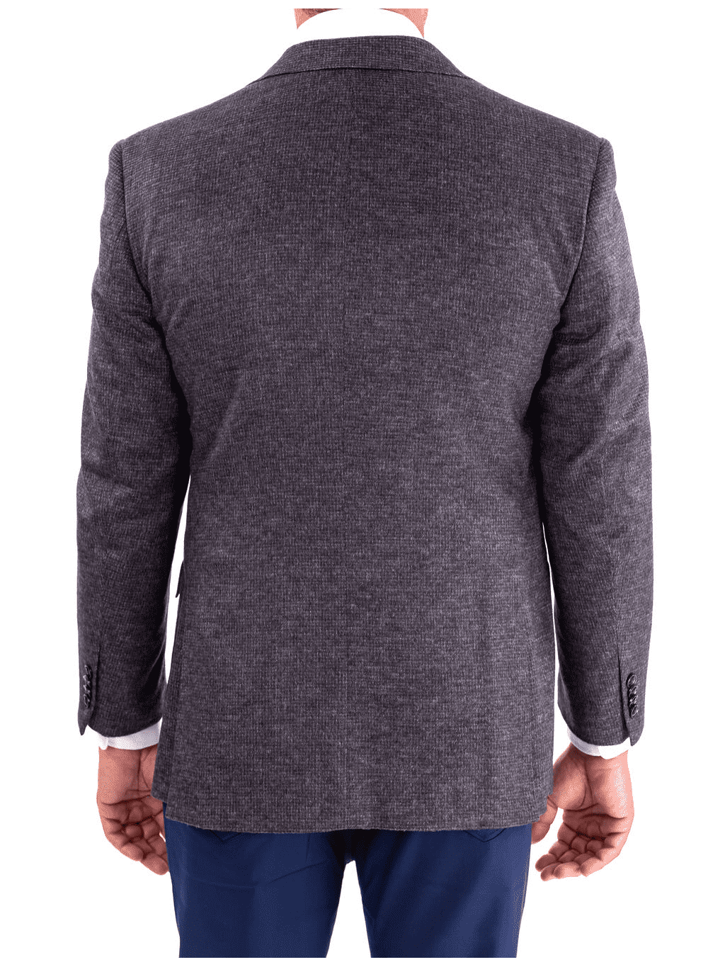 Blujacket BLAZERS Blujacket Mens Blue & Gray Silk Cashmere Regular Fit 2 Button Blazer Sportcoat