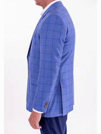 Thumbnail for Blujacket Blujacket Mens Light Blue Plaid Regular Fit 100% Wool Blazer Sportcoat