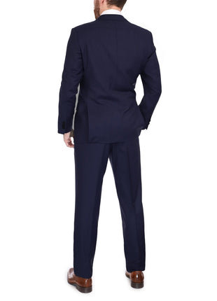 Blujacket SUITS Blujacket Men's Solid Navy Blue 100% Wool Canvassed Slim Fit Suit