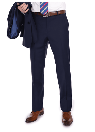 Blujacket SUITS Blujacket Men's Solid Navy Blue 100% Wool Canvassed Slim Fit Suit