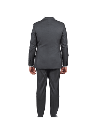 Blujacket SUITS Blujacket Mens Solid Charcoal Gray Wool Cashmere Trim Fit 2 Piece Suit