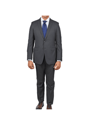 Blujacket SUITS Blujacket Mens Solid Charcoal Gray Wool Cashmere Trim Fit 2 Piece Suit
