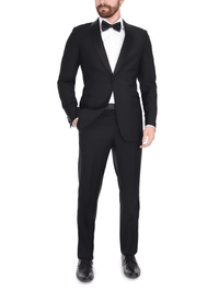 Thumbnail for Blujacket TUXEDOS Blujacket Mens Solid Black 100% Wool Regular Fit Tuxedo Suit With Shawl Lapel
