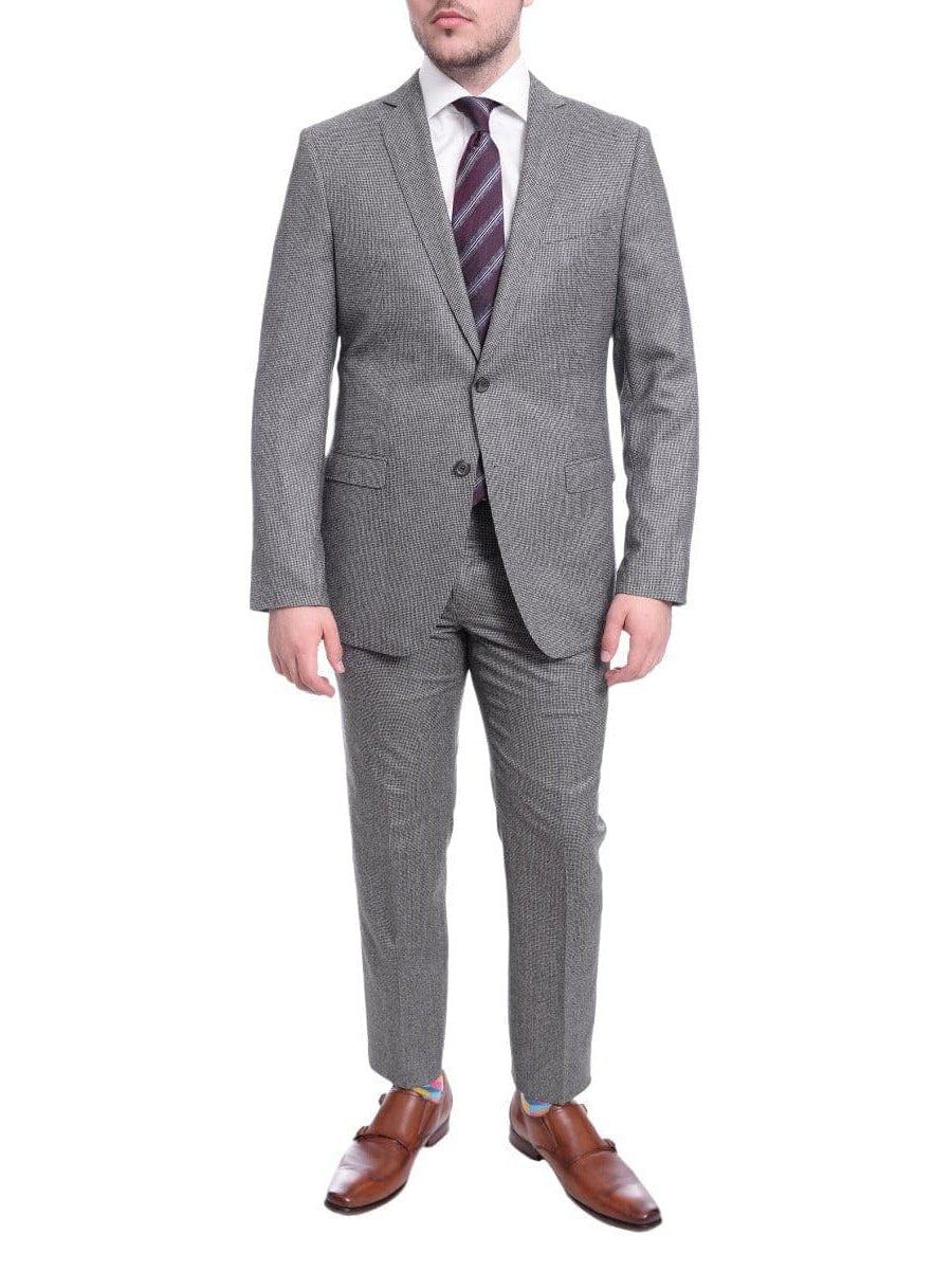 Blujacket TWO PIECE SUITS Blujacket Slim Fit Gray & Black Houndstooth Half Canvassed Vbc Wool Suit