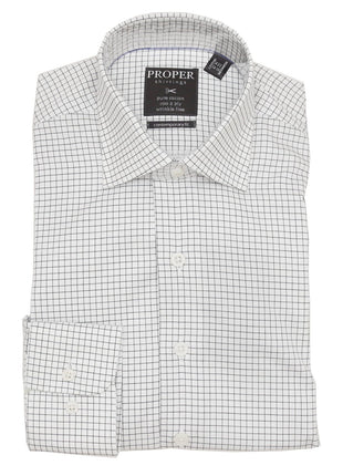 Brand P & S SHIRTS Mens Cotton Black Checkered Slim Fit Cutaway Collar Wrinkle Free Dress Shirt