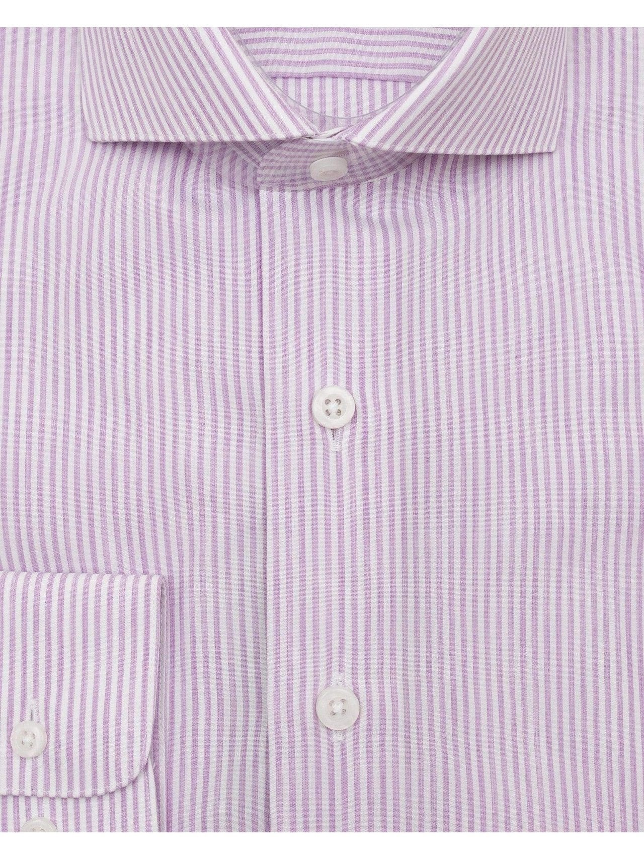 Brand P SHIRTS Mens Cotton Lavender Striped Slim Fit Cutaway Collar Easy Care Dress Shirt