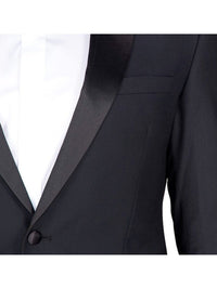 Thumbnail for Braveman TUXEDOS Braveman Slim Fit Solid Black One Button Tuxedo Tux Suit With Peak Lapels