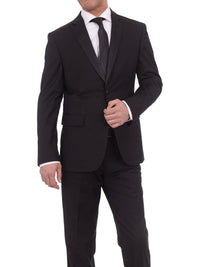 Thumbnail for Braveman TUXEDOS Braveman Slim Fit Solid Black Two Button Tuxedo Suit With Satin Lapel
