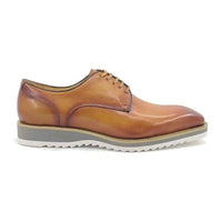 Thumbnail for Carrucci SHOES Carrucci Mens Cognac Brown Lace-Up Leather Derby Casual Shoes
