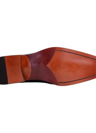 Carrucci SHOES Carrucci Solid Navy Blue Whole Cut Oxford Leather Dress Shoes