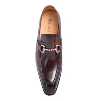 Thumbnail for Carrucci Shoes For Amazon Carrucci Brown Slip-on Loafer Apron Toe Leather Dress Shoes Decorative Buckle