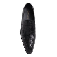 Thumbnail for Carrucci SHOES Mens Carrucci Textured Black Slip-on Leather Dress Shoes