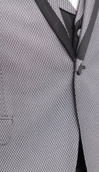 Thumbnail for Cemden THREE PIECE SUITS Cemden Extra Slim Fit Gray With Black Diamond Check Three Piece Tuxedo